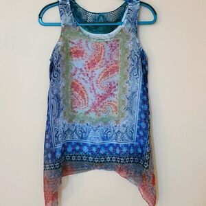 Live and let live women's top. Size small. Beautiful colors great flowing fabric